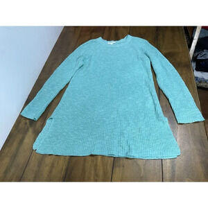 Eileen Fisher Dress Women's Small Green Knit Organic Linen Blend Long Sleeve